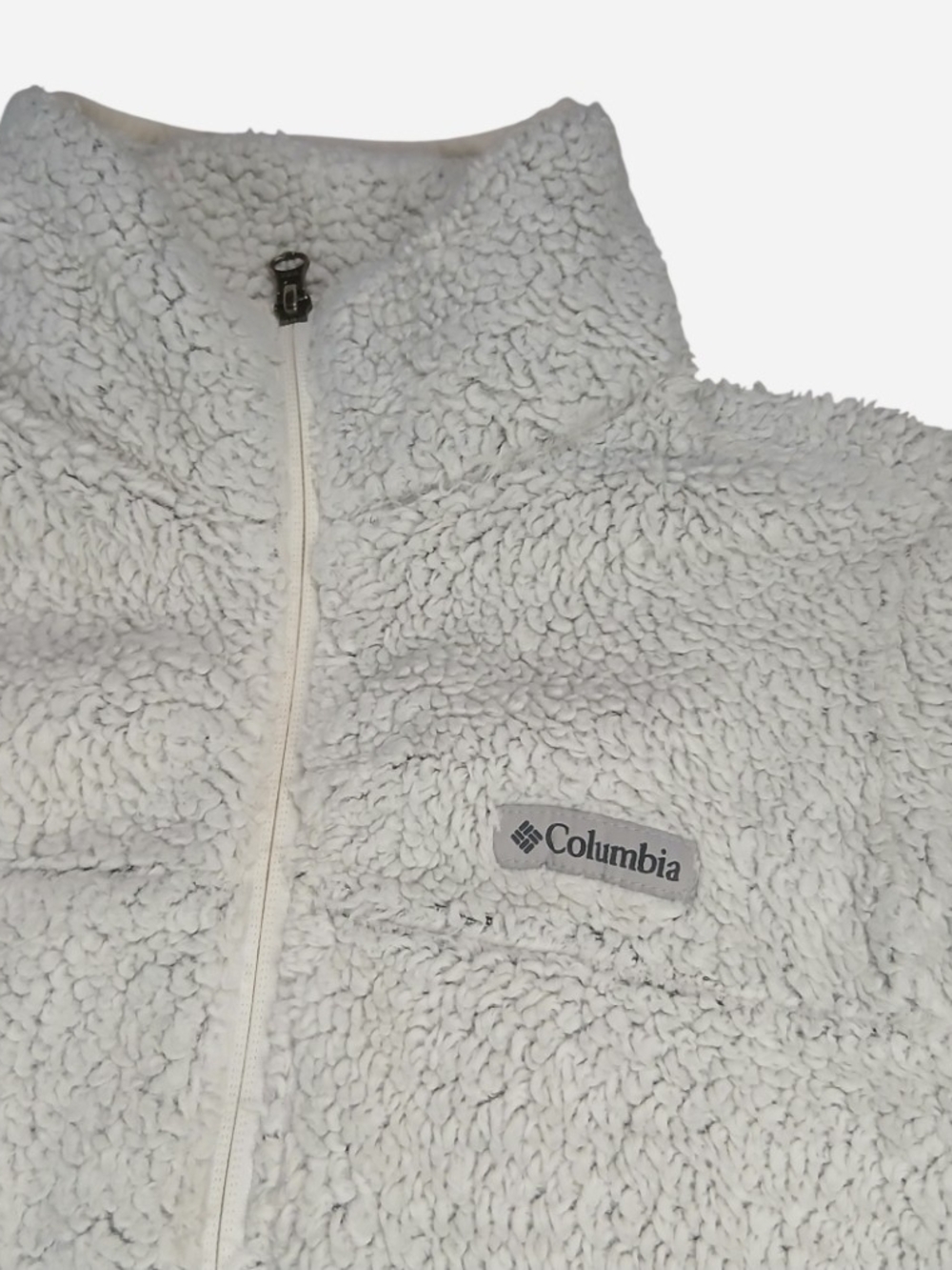Columbia Jacket Womens Large White Sherpa Fleece Lined Full Zip Outdoor Warm